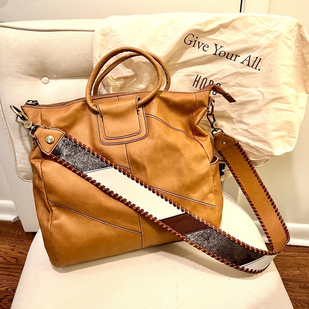 HOBO Sheila + Guitar Strap Large Satchel (LIMITED EDITION) Caramel Leather NWOT